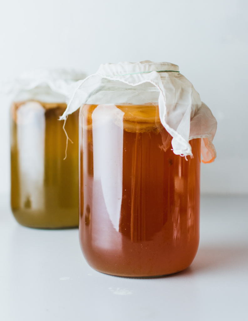 Two fermenters of kombucha