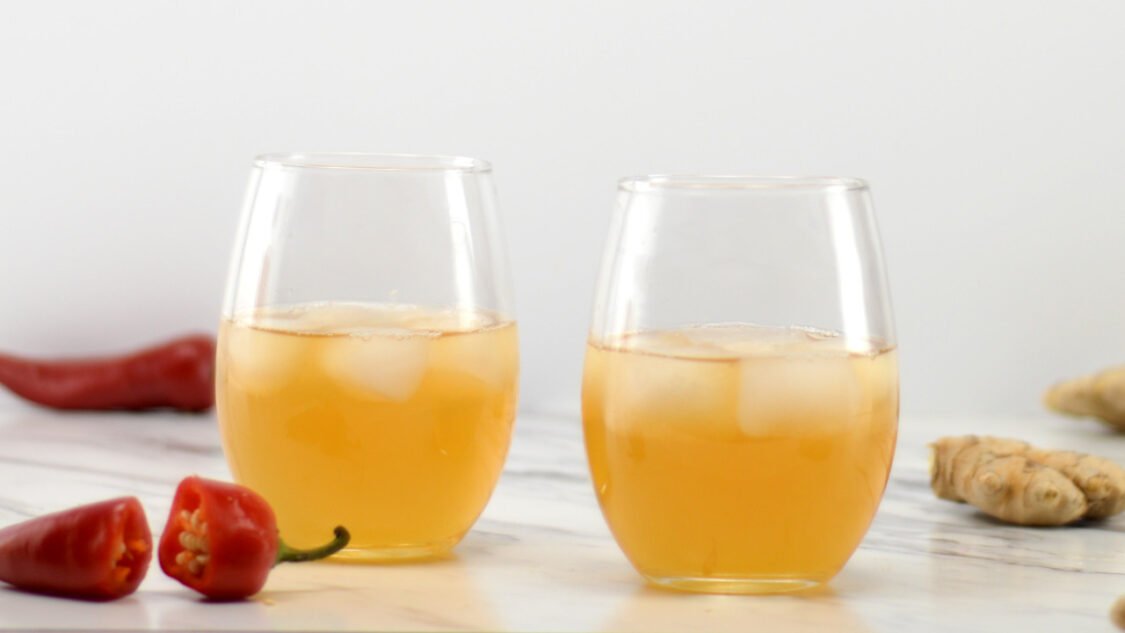 two glasses of kicking ginger kombucha