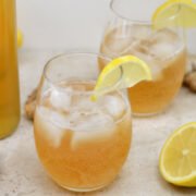 lemon gingerade kombucha glass and bottle