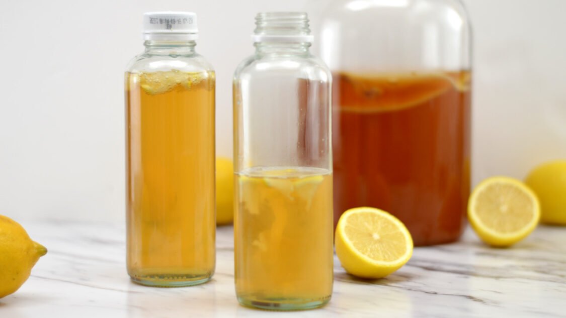 bottling lemon kombucha