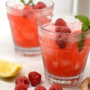 raspberry ginger fizz kombucha mocktail