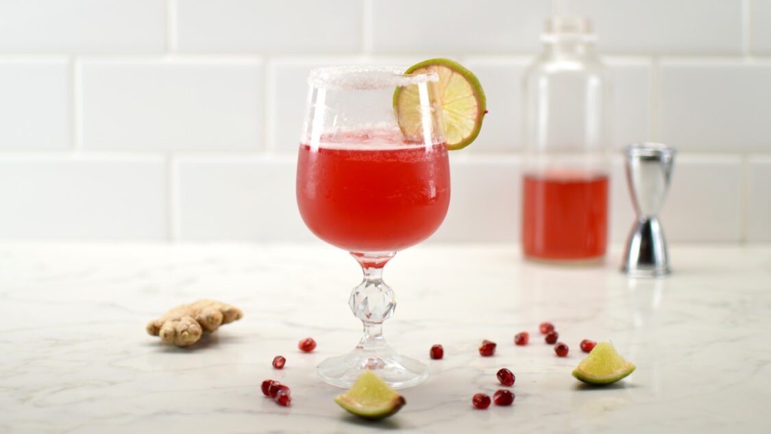 sparkling pomegranate kombucha mocktail