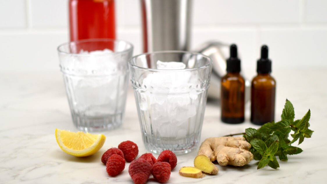 raspberry gingerade kombucha mocktail