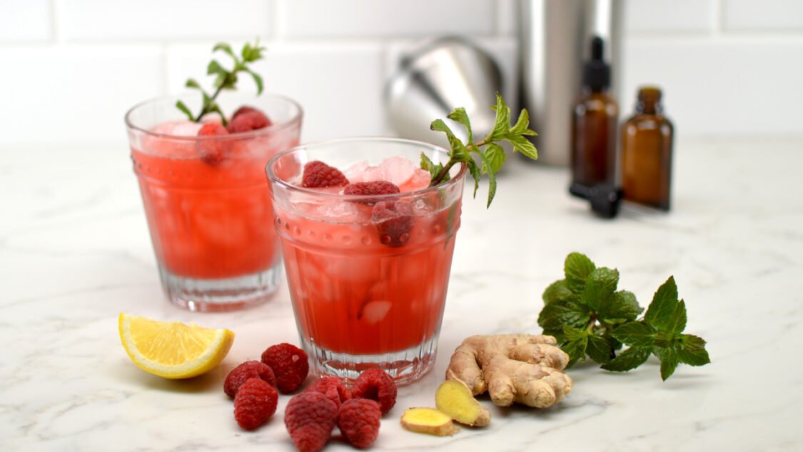 raspberry gingerade kombucha mocktail