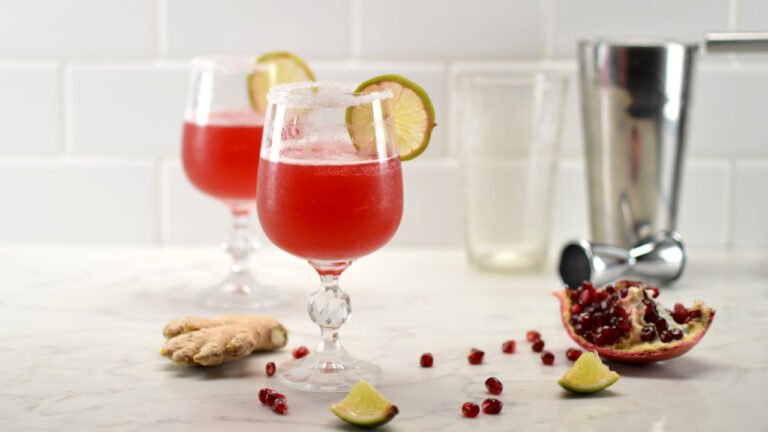 glasses of sparkling pomegranate mocktail