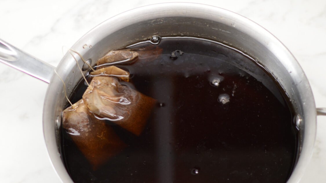 black tea bags steeping