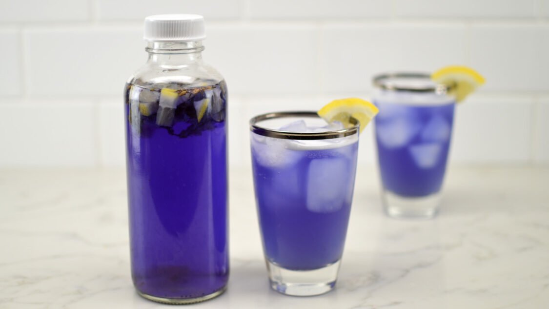 butterfly pea lavender lemon kombucha