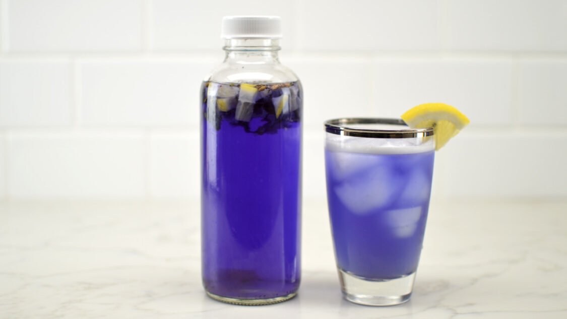 butterfly pea lavender lemon kombucha