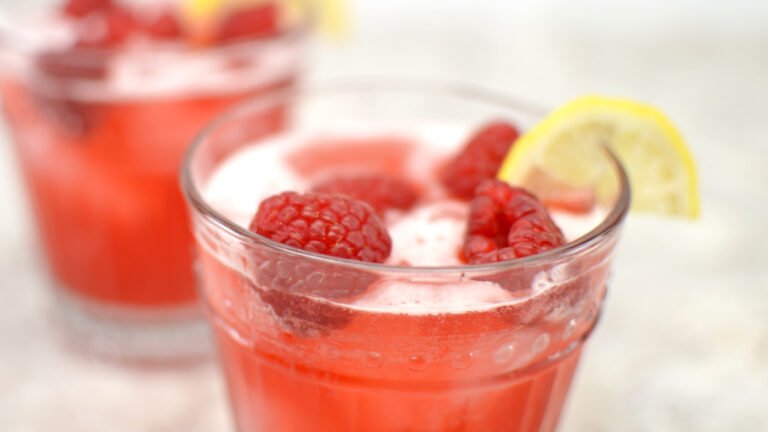 glass raspberry lemonade kombucha