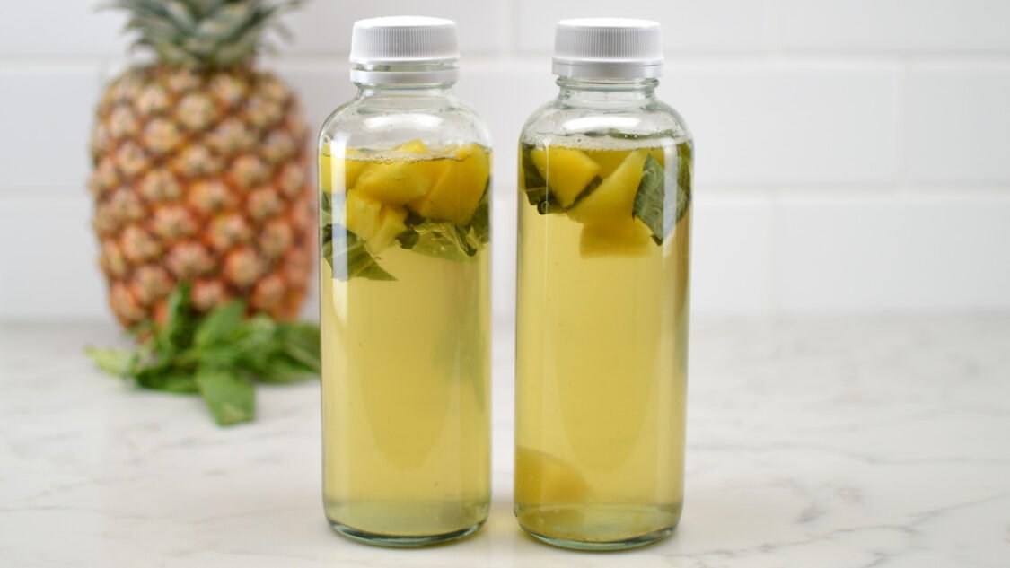 green tea pineapple basil kombucha